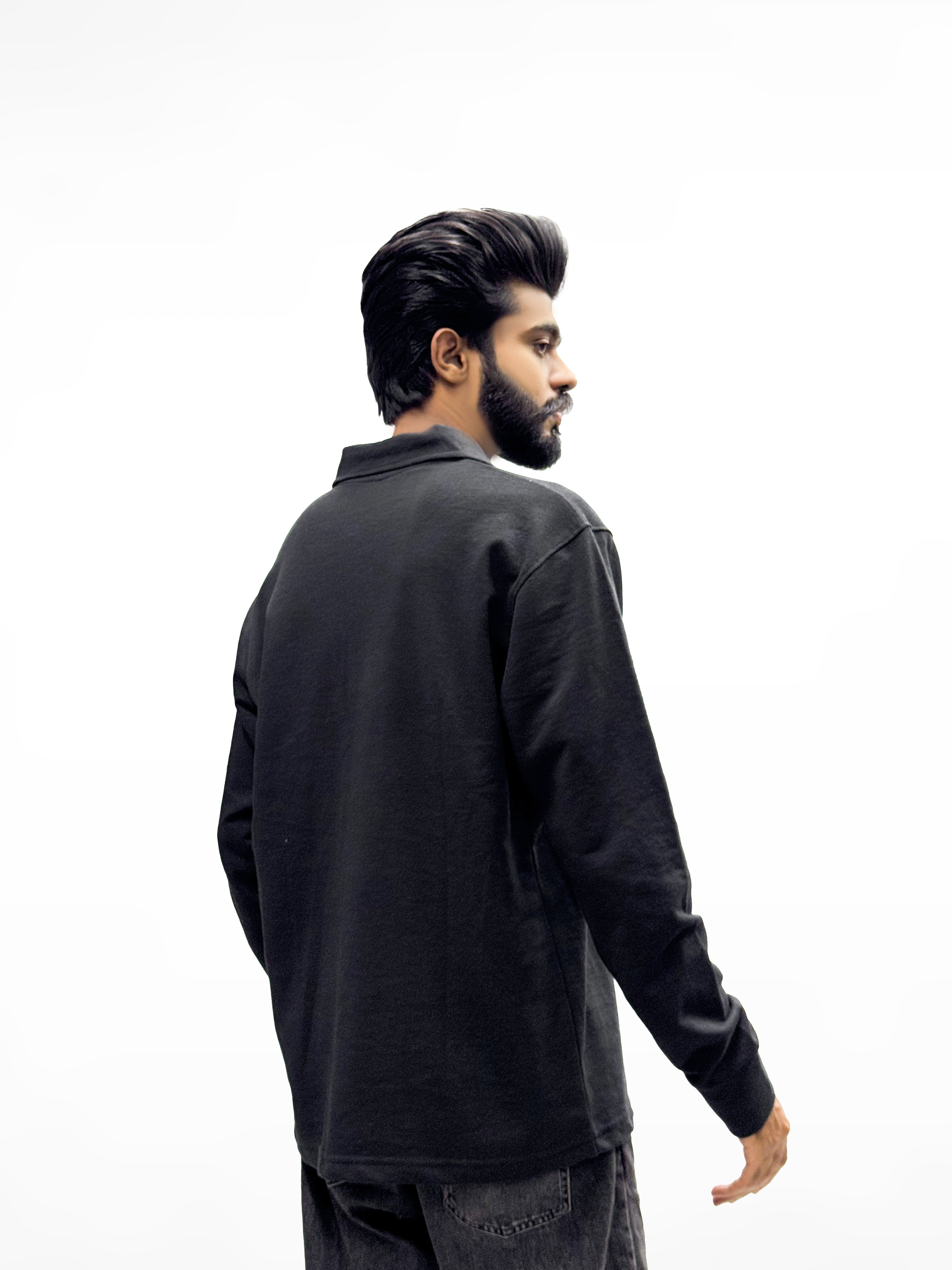 🖤Premium Black Zip-Up Collar Full Sleeves Shirt
